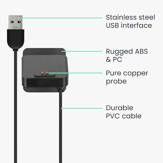 KWmobile Καλώδιο Φόρτισης USB Μαύρο (Smart Band 7 Pro)