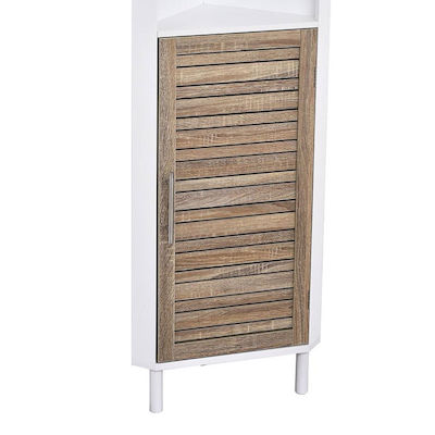 Wooden Corner Floor-Standing Bathroom Shelf with 2 Tiers 30x30x118cm