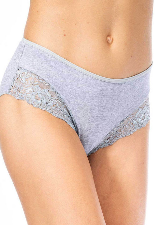 Cotonella Cotton High Waist Women's Slip 2Pack with Lace Blue