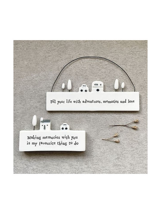 Synchronia Hanging Wall Decor Handmade White Concrete 11x0.5x4cm