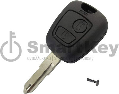 Car Key Shell with Blade with 2 Buttons for Peugeot