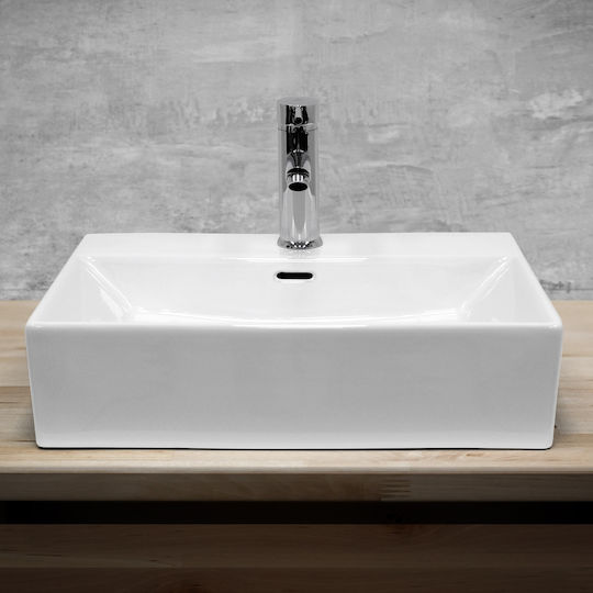 ECD Germany An der Wand montiert Aufgesetztes Waschbecken Keramik 51.5x36x13cm Weiß