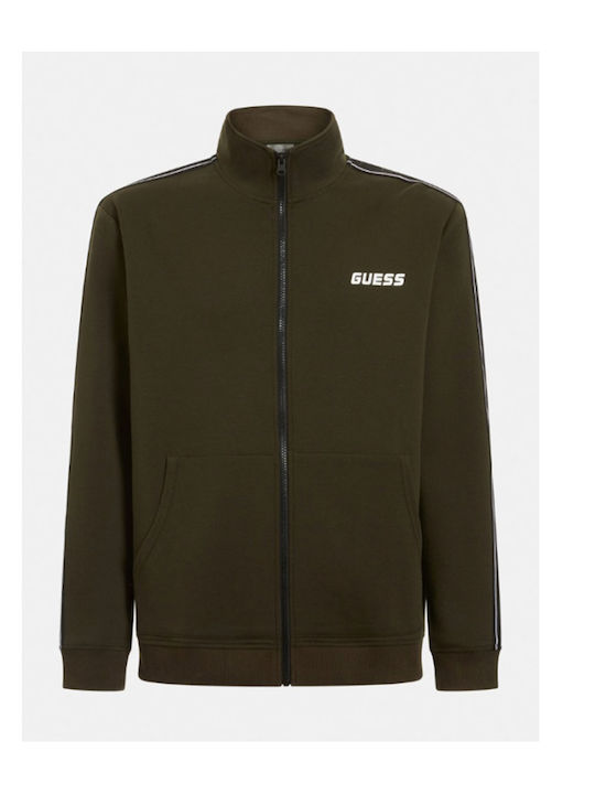 Guess Men's Sweatshirt Jacket with Hood Green