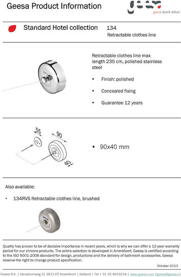 Geesa Standard Hotelia Single Wall-Mounted Bathroom Hook Silver