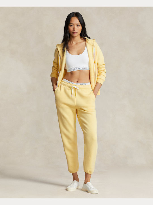 Ralph Lauren Women's Hooded Fleece Cardigan Yellow