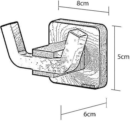 Tekno-Tel Άγκιστρο Μπάνιου Διπλό με Βίδες ​18x5cm Λευκό
