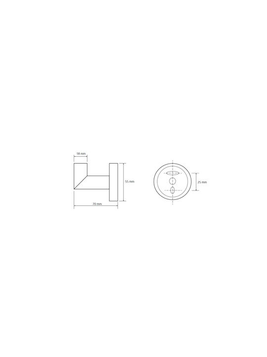 Bemeta Omega Άγκιστρο Μπάνιου Μονό με Βίδες ​5.5x5.5cm Ασημί