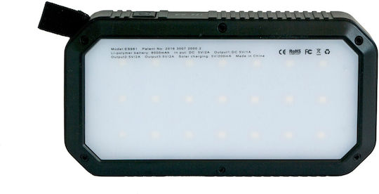 Relags Solar Power Bank 8000mAh with 3 USB-A Ports Black