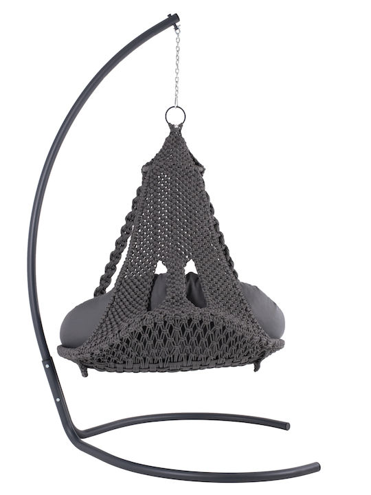 Κούνια Φωλιά με Βάση August Rattan Ανθρακί Μ123xΠ113xΥ145cm