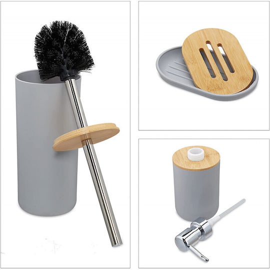 Relaxdays Set Accesorii Baie Plastic Gri 6buc Relaxdays Set Accesorii Baie Plastic Gri 6buc