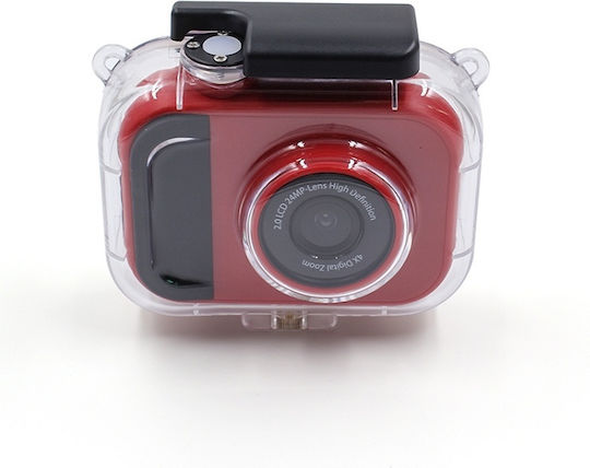 Lamtech 2in1 Action Camera Full HD (1080p) Underwater (with Case) with Screen 2" Red