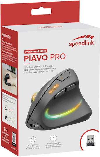 SpeedLink Piavo Pro Ασύρματο Εργονομικό Vertical Ποντίκι Μαύρο