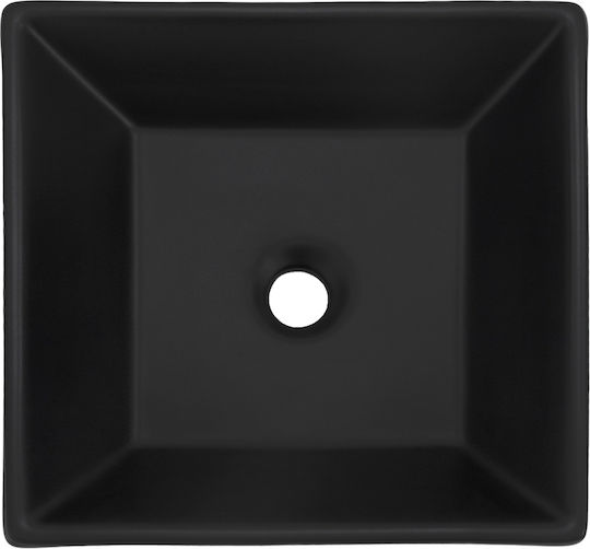 ML-Design Επικαθήμενος Νιπτήρας Κεραμικός 41x41x12cm Μαύρος
