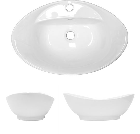 ML-Design Επιτοίχιος Επικαθήμενος Νιπτήρας Κεραμικός 59x20.5x39.5cm Λευκός