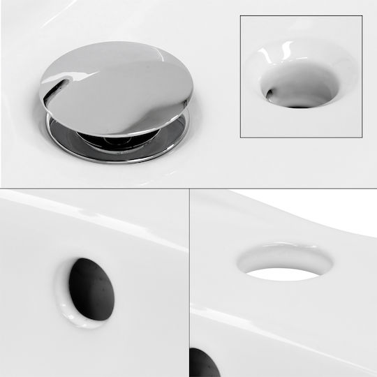 ML-Design Επιτοίχιος Επικαθήμενος Νιπτήρας Κεραμικός 59x20.5x39.5cm Λευκός