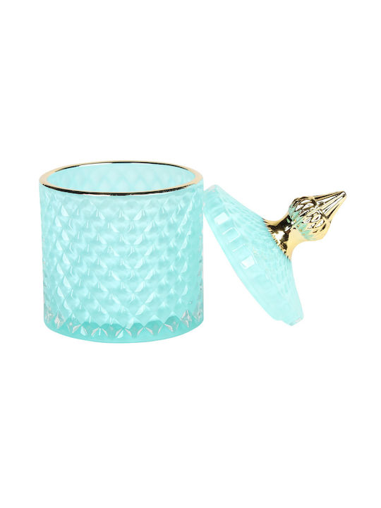 Keskor Φοντανιέρα Sticlă cu Capac 8.5x8.5x14cm Turquoise/Gold