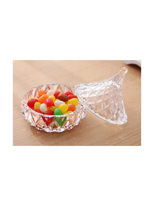 Keskor Glass Sweet Jar with Lid Transparent 8x8x8cm