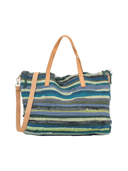 V-store Beach Bag Green with Stripes