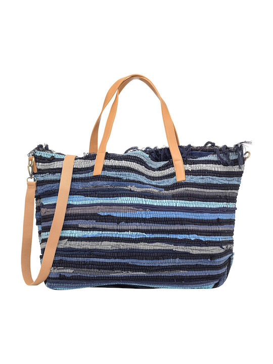 V-store Strandtasche Blau mit Streifen