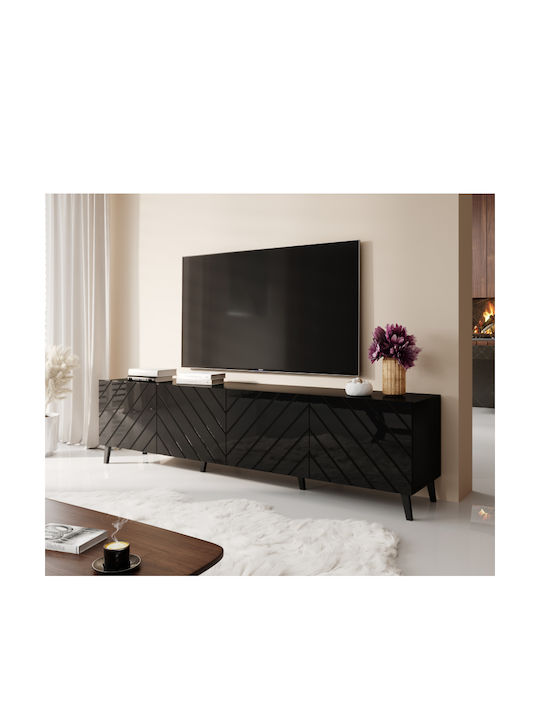 Suport TV din Lemn Abeto Black Glossy L200xW42xH52cm