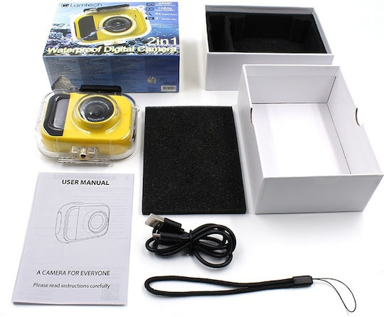 Lamtech 2in1 Action Camera Full HD (1080p) Underwater (with Case) with Screen 2" Yellow