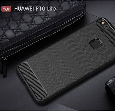 Techsuit Carbon Back Cover Σιλικόνης Μαύρο (Huawei P10 Lite)