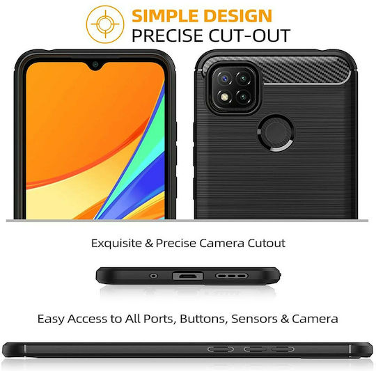 Techsuit Carbon Back Cover Σιλικόνης Μαύρο (Redmi 9C)
