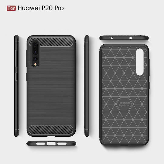 Techsuit Carbon Задна корица Силикон Черен (Huawei P20 Pro)