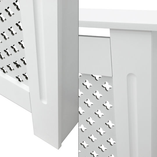 ECD Germany Diamond Pattern Heizkörperabdeckung aus MDF Weiß 152x19x82cm