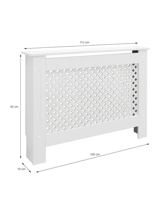 ECD Germany Diamond Pattern Radiator Cover White 112x19x82cm