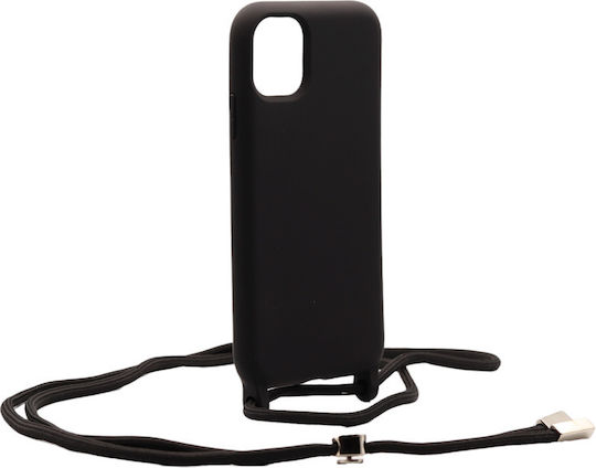 Technovo Lace Umschlag Rückseite Silikon mit Band Schwarz (iPhone 13 Pro)