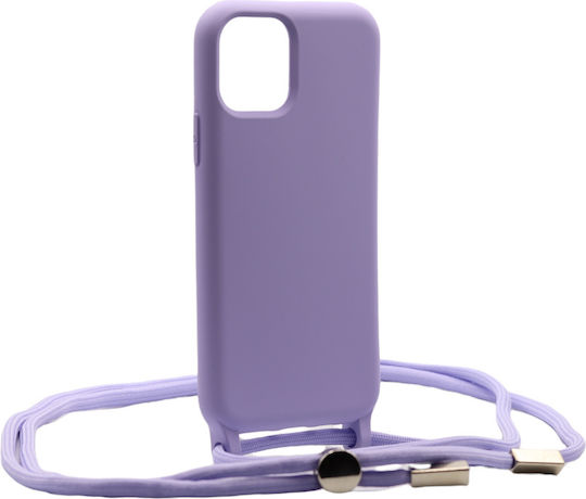 Technovo Lace Back Cover Σιλικόνης με Λουράκι Λιλά (iPhone 13 Pro)