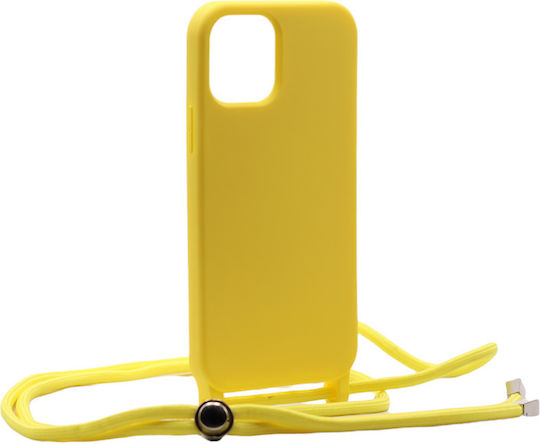 Technovo Lace Back Cover Σιλικόνης με Λουράκι Κίτρινο (iPhone 14 Pro Max)