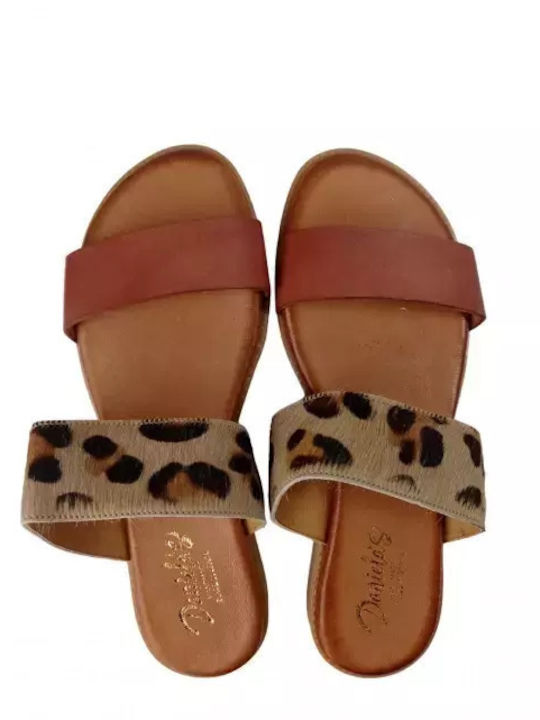 Flache Sandalen für Damen in Tabac Braun Farbe