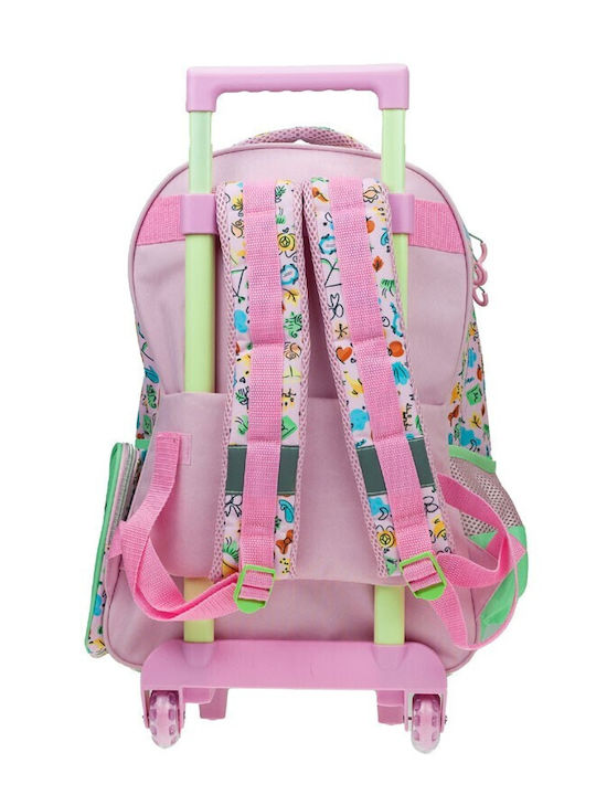Gim Princess Summer Fun School Bag Trolley Elementary, Elementary Multicolour with Water Bottle Holder 27Liters