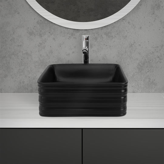 ML-Design Deasupra Blatului Chiuvetă Ceramică 39x39x15cm Negru