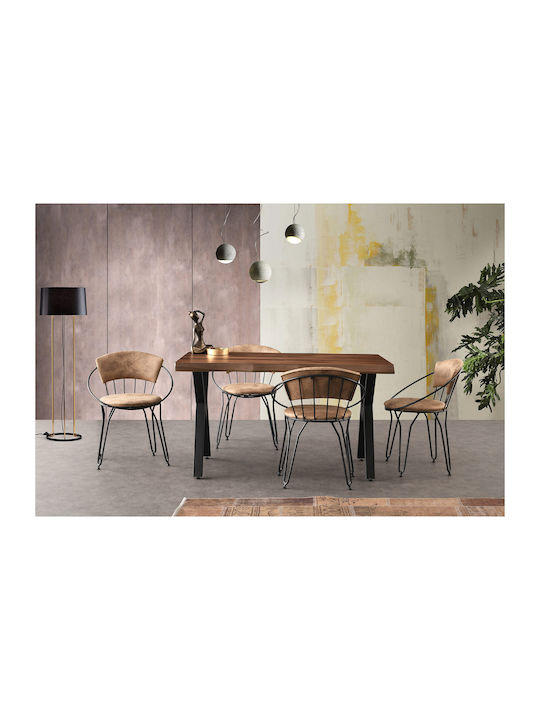 Rimini Dining Room Metallic Chair Black 60x50x76cm