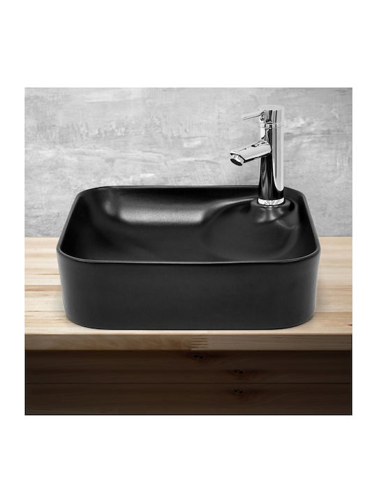 ML-Design Επικαθήμενος Νιπτήρας Κεραμικός 43x43x12cm Μαύρος