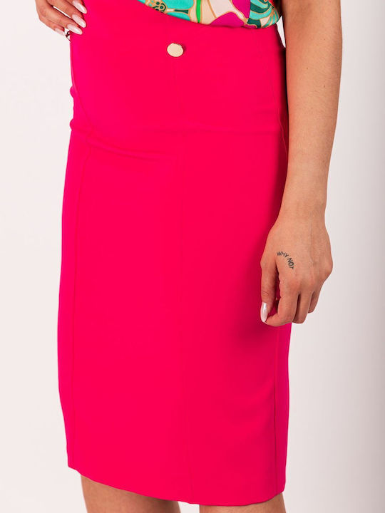 Cu talie înaltă Midi Fustă Fuchsia