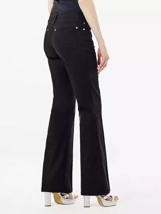 Damen Stoff Hose in Bootcut Passform Schwarz