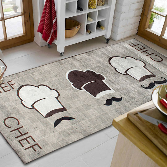 Dimcol Chef 255 Kitchen Mat Runner with Anti-slip Underlay Brown 67x150εκ.