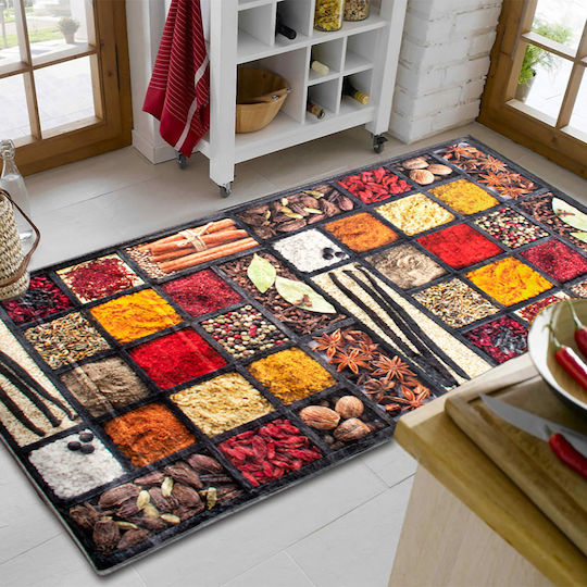 Dimcol Spices 246 Kitchen Mat Runner with Anti-slip Underlay Multicolour 80x200εκ.