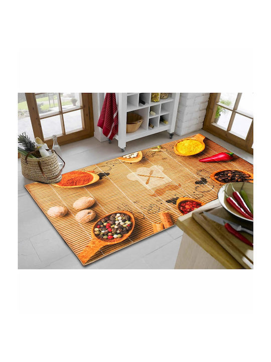 Dimcol Spices 247 Kitchen Mat Runner with Anti-slip Underlay Brown 80x200εκ.