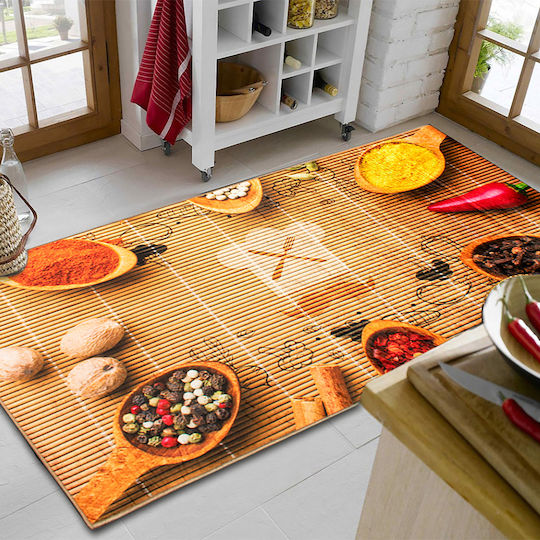Dimcol Spices 247 Küchenmatte für den Flur mit rutschfestem Unterlage Braun 80x200εκ.