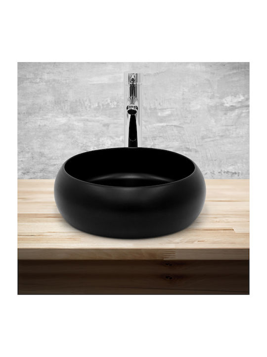 ML-Design Aufgesetztes Waschbecken Keramik 35x35x30cm Schwarz