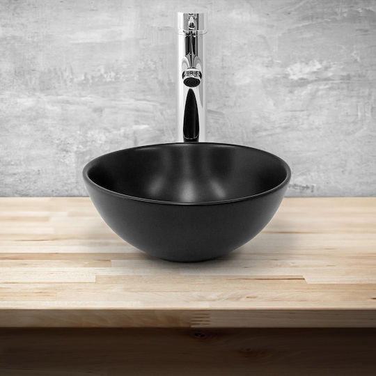 ML-Design Aufgesetztes Waschbecken Keramik 28x28x15cm Schwarz