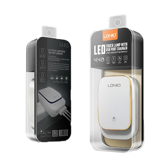 Ldnio Φορτιστής με 4 Θύρες USB-A και Καλώδιο USB-C Λευκός (A4405)