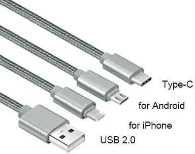 CHARGING 3 Regular USB to Lightning / Type-C / micro USB 1m Cable