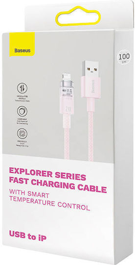 Baseus Explorer Braided USB-A to Lightning Cable 20W Ροζ 1m (CATS010004)