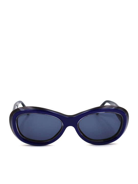 Sisley Women's Sunglasses with Blue Plastic Frame and Black Lens